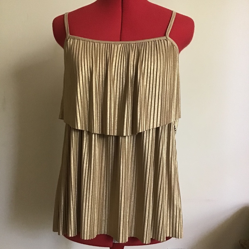 INC tiered liquid gold Pet top NWT